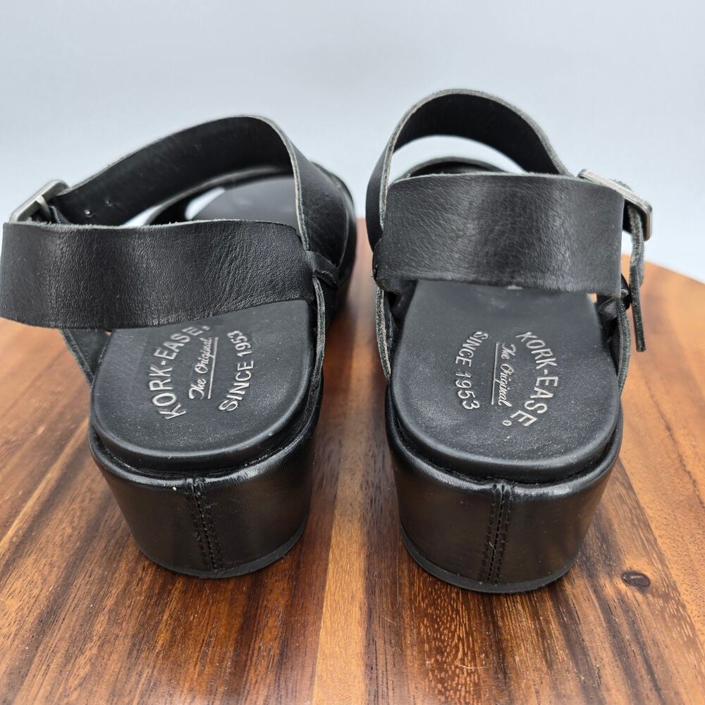 Kork-Ease Black Leather Crisscross Slingback Sandals - Picture 4 of 9